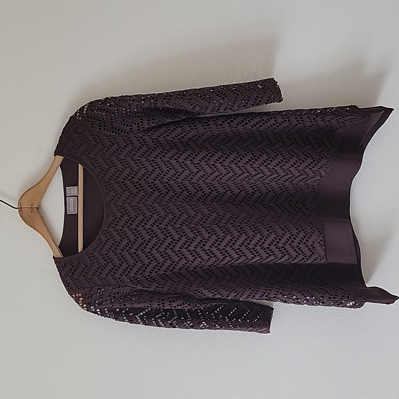 Chico's Brown Layered Sharkbite 3/4 Sleeve Top Size Small S - Picture 1 of 7